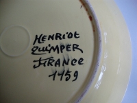 Henriot Quimper geel bordje