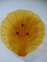 amber glazen serveerschaal schelp
