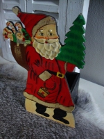 vintage houten kerstman met bakje