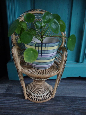 retro pauwenstoel voor pop of plant