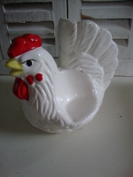 servethouder - vintage aardewerk kip -
