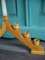 vintage houten kandelaar trap voor 7 kaarsen