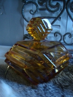 set parfumflesjes art deco persglas amber