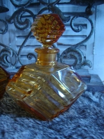 set parfumflesjes art deco persglas amber