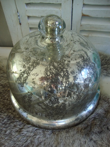 brocante cloche zilver glas