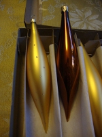 kerstpegels goud brons vintage in doos