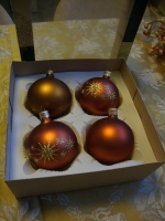 Mondgeblazen vintage Kerstballen brons