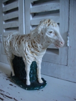 brocante Kerststal Schaap gips