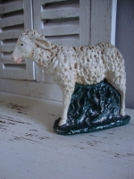 brocante Kerststal Schaap gips