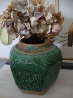 brocante grote groene gemberpot