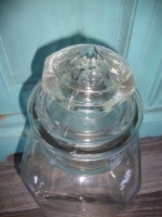 brocante glazen snoep pot met stop