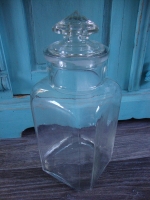 brocante glazen snoep pot met stop