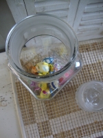 brocante glazen snoep pot met stop