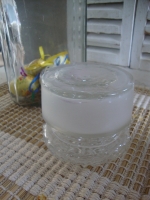 brocante glazen snoep pot met stop