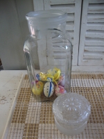 brocante glazen snoep pot met stop