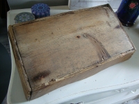 brocante houten bestekbak met handvat