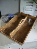brocante houten bestekbak met handvat