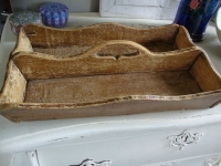 brocante houten bestekbak met handvat