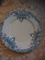 brocante Frans bord met vogeltjes