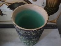 retro Berkenbast hoge pot groen
