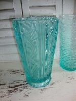vintage persglas vaasje turquoise
