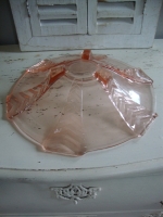 Roze persglas schaal Art deco
