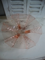 Roze persglas schaal Art deco