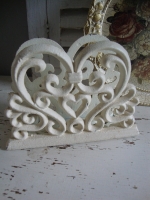brocante witte gietijzeren servethouder