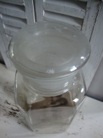 Brocante glazen snoeppot kruideniers pot