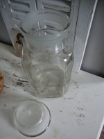 Brocante glazen snoeppot kruideniers pot