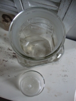 Brocante glazen snoeppot kruideniers pot