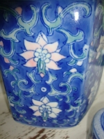 Grote vintage gemberpot of theebus blauw