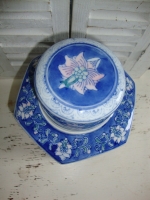 Grote vintage gemberpot of theebus blauw
