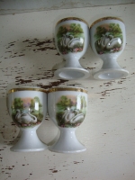 vintage eierdoppen met zwanen
