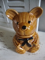 vintage honingpotje okergele beer