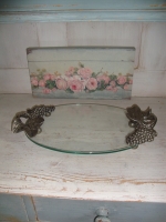 vintage glazen dienblad met druivenranken