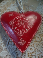rood wit metalen hart kerstdeco