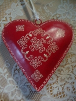 rood wit metalen hart kerstdeco