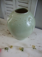 vintage keramiek mintgroen vaas