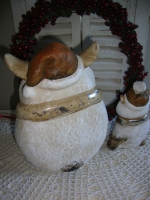 Brocante Kerst Uilen set gips