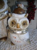Brocante Kerst Uilen set gips
