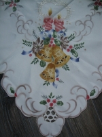 vintage geborduurd Kerst tafelkleed