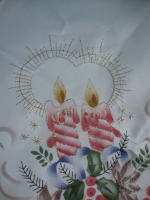 vintage geborduurd Kerst tafelkleed