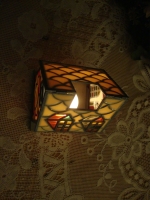 Kerst huisje glas in lood