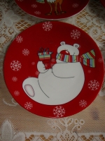 Kleurige Kerst ontbijt borden