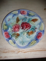 antiek Frans Barbotine bord