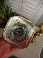 set antieke koperen kandelaars