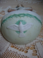 brocante biscuit porselein wijwaterbakje