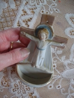 brocante biscuit porselein wijwaterbakje