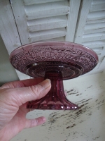 paars persglas schaaltje op voet